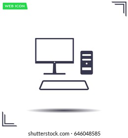 The computer icon. PC symbol. Flat Vector illustration

