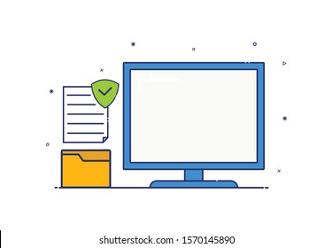computer icon with a protected message icon