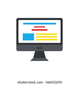 The computer icon. Responsive design for web- computer screen. PC symbol. Flat Vector illustration.