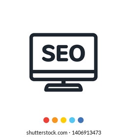 Computer icon and Search engine optimization message. 
