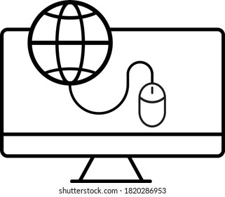 Icono de equipo. Icono de búsqueda. Ilustración del vector