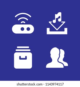 computer icon set with archive, download and users vector icons for web and graphic design