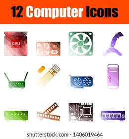 Computer Icon Set. Flat Color Ladder Design. Vector Illustration.