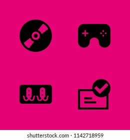 computer icon set. gamepad, compact disc and email vector icon for graphic design and web