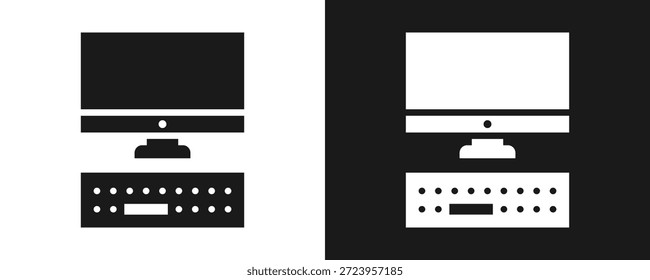 Conjunto De Iconos De Computadora Glifo En Fondo Blanco Y Negro