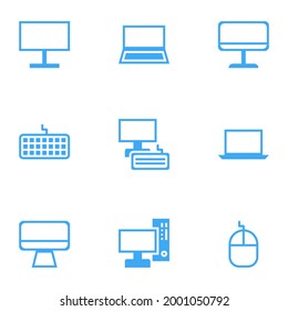 Computer icon set. icons sush as computer, laptop, keyboard and mouse. vector.