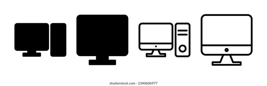 Computer icon set illustration. computer monitor sign and symbol