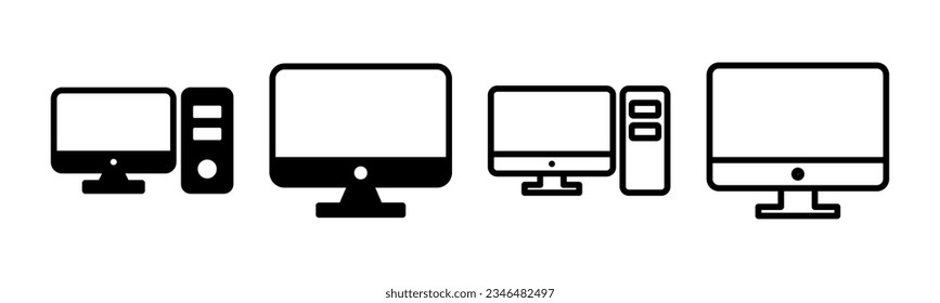 Computer icon set illustration. computer monitor sign and symbol