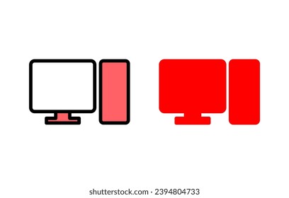 Computer icon set illustration. computer monitor sign and symbol