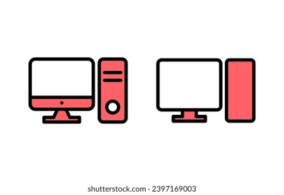 Computer icon set illustration. computer monitor sign and symbol