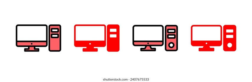 Computer icon set illustration. computer monitor sign and symbol