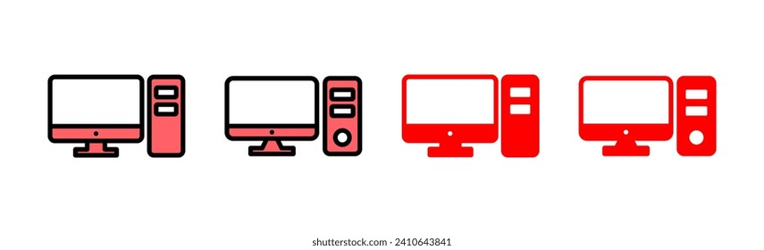 Computer icon set illustration. computer monitor sign and symbol