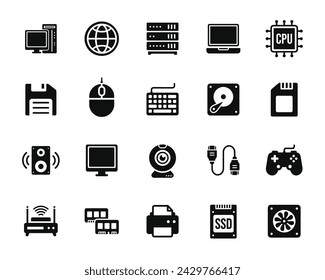 Computer icon set isolated on white background