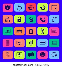 computer icon set with laptop, location on map and security telephone vector illustration