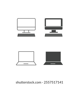 computer icon set. laptop, computer, monitor icon, vector