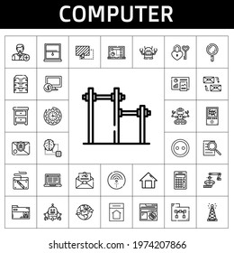 computer icon set. line icon style. computer related icons such as antenna, nightstand, mail, searching, domotics, mailing, laptop, padlock, artificial intelligence, button