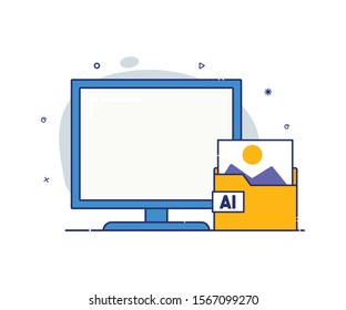 Computer icon set of a modern style