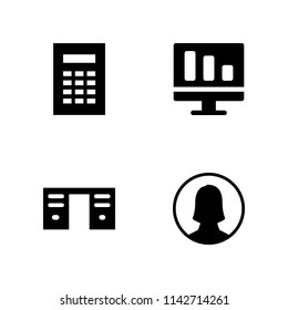 computer icon set. monitor, user and calculator vector icon for graphic design and web