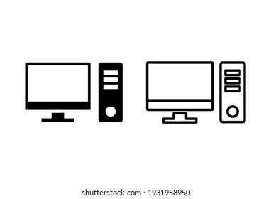Computer icon set. computer monitor icon vector.
