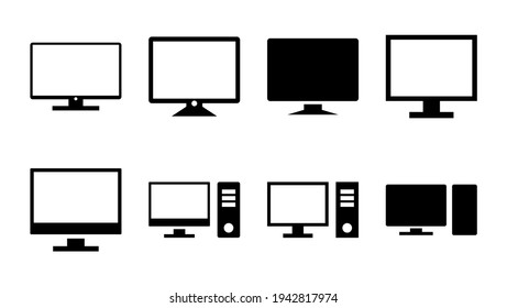 Computer icon set. computer monitor icon vector.