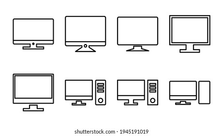 Computer icon set. computer monitor icon vector.