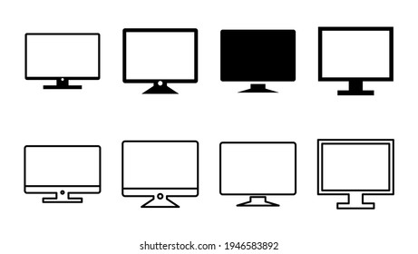 Computer icon set. computer monitor icon vector.