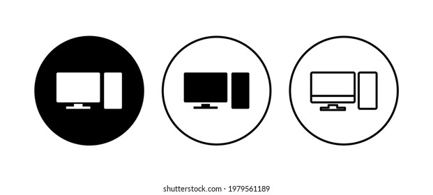 Computer icon set. computer monitor icon vector.