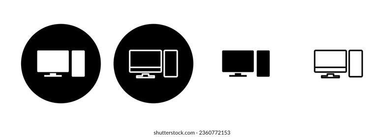 Computer icon set. computer monitor icon vector.