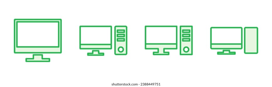 Computer icon set. computer monitor icon vector.