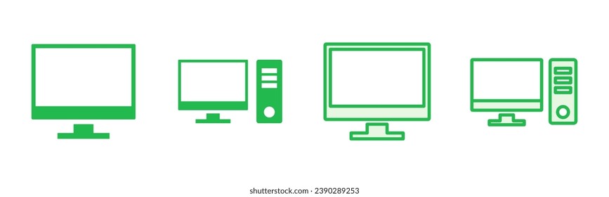 Computer icon set. computer monitor icon vector.