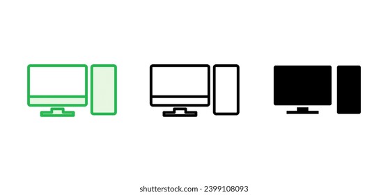 Computer icon set. computer monitor icon vector.