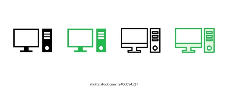 Computer icon set. computer monitor icon vector.