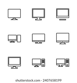 Computer icon set. computer monitor icon vector.