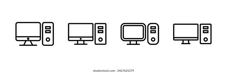 Computer icon set. computer monitor icon vector.