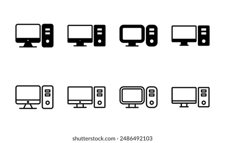 Computer icon set. computer monitor icon vector.