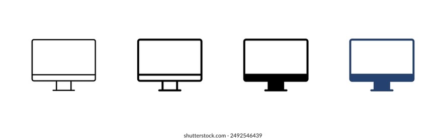 Computer icon set. computer monitor icon vector.