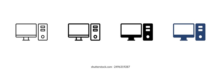 Computer icon set. computer monitor icon vector.