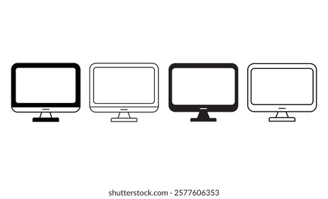 Computer icon set. computer monitor icon vector. Illustration