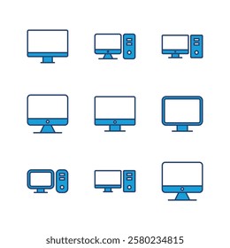 Computer icon set. computer monitor icon vector.