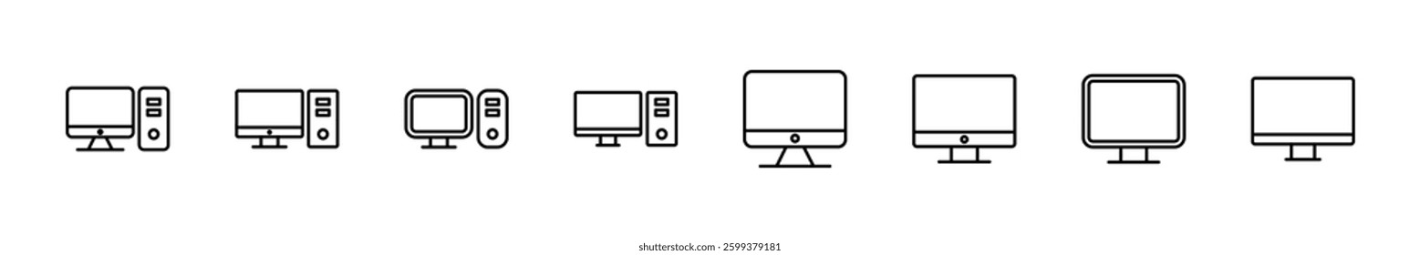 Computer icon set. computer monitor icon vector.