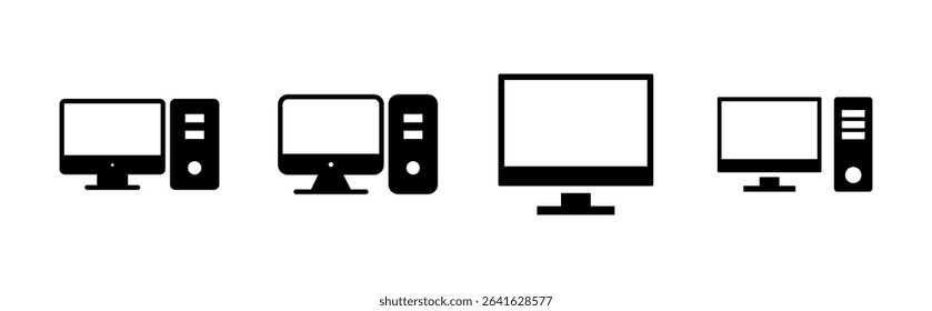 Computer icon set. computer monitor icon vector.