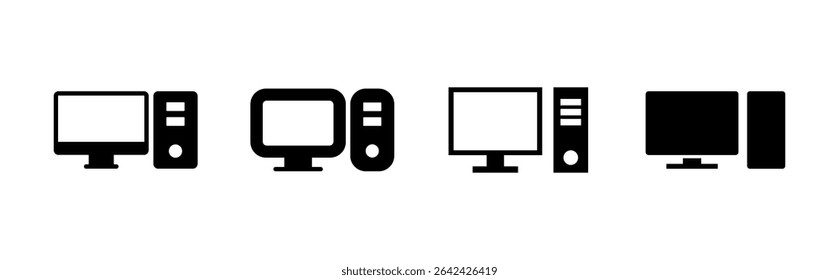Computer icon set. computer monitor icon vector.
