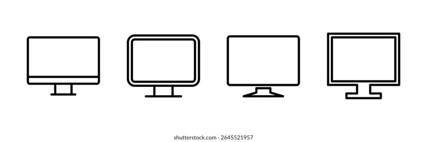 Computer icon set. computer monitor icon vector.
