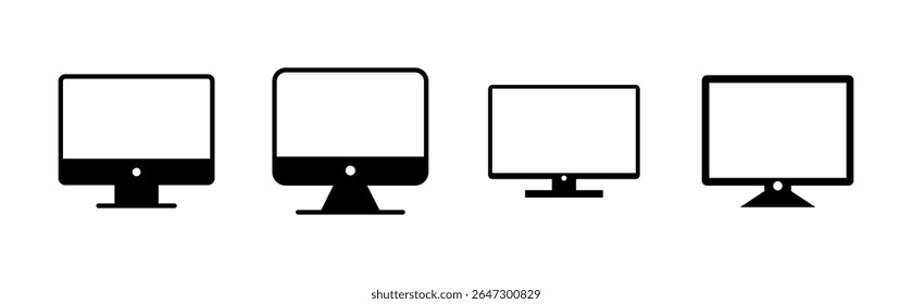 Computer icon set. computer monitor icon vector.