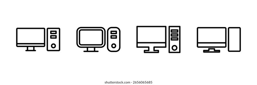 Computer icon set. computer monitor icon vector.