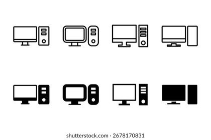 Computer icon set. computer monitor icon vector.