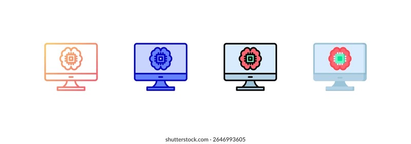 Ícone do computador define coleção de vários estilos