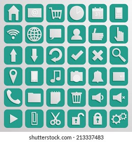 Computer Icon Set Origami Style. Paper. Basic Flat.