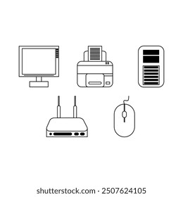 Computer Icon Set Outline Style