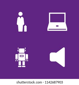 computer icon set. robot, laptop and businessman vector icon for graphic design and web